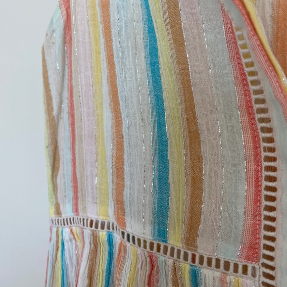 Rainbow  Striped Sleeveless Babydoll Top - Picture 2 of 3